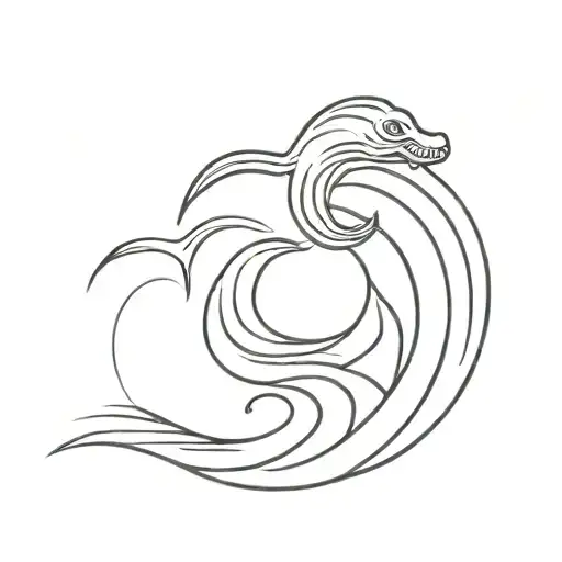 A Simple Loch Ness Monster Above A Wave Ripple Water