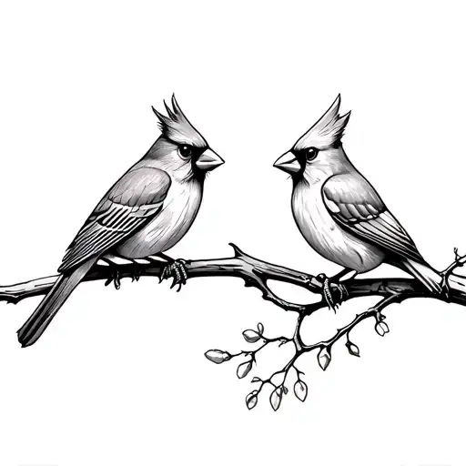 Male And Female Cardinal On Dogwoord Branch