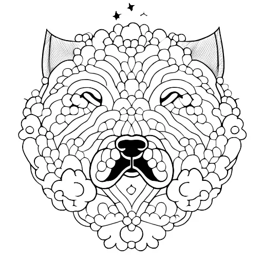 A Dog Sitting Under A Blossoming Tree With Stars Scattered Above