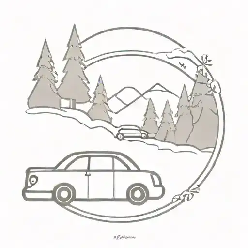 Car Driving Out Of Forest