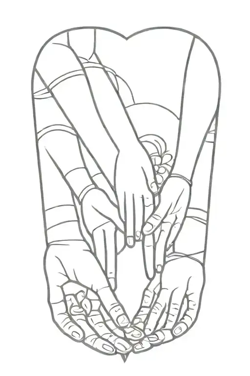 Mother And Two Daughters Holding Hands