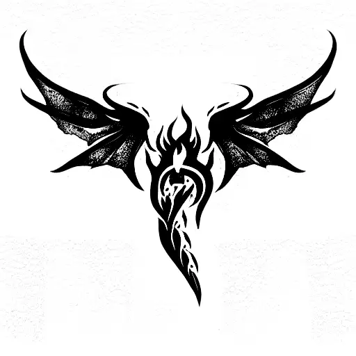 Two Headed Fire And Ice Dragon With Wings Spread Out