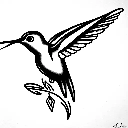 Hummingbird Spear And Rose