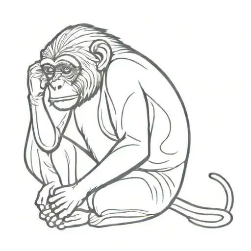 A Minimalist Fine Line Tattoo Of A Monkey It Must Be Difficult To Recognize