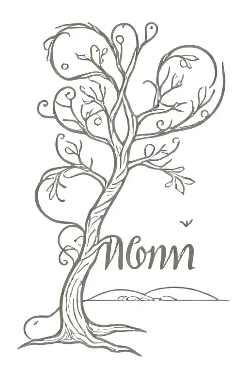 Simple Tree With Word Mom In It