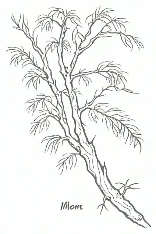 Simple Bald Cypress With Word Mom Written Small On The Trunk