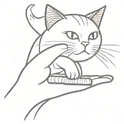 A Black Cat Touching A Single Sushi Roll With His Paw