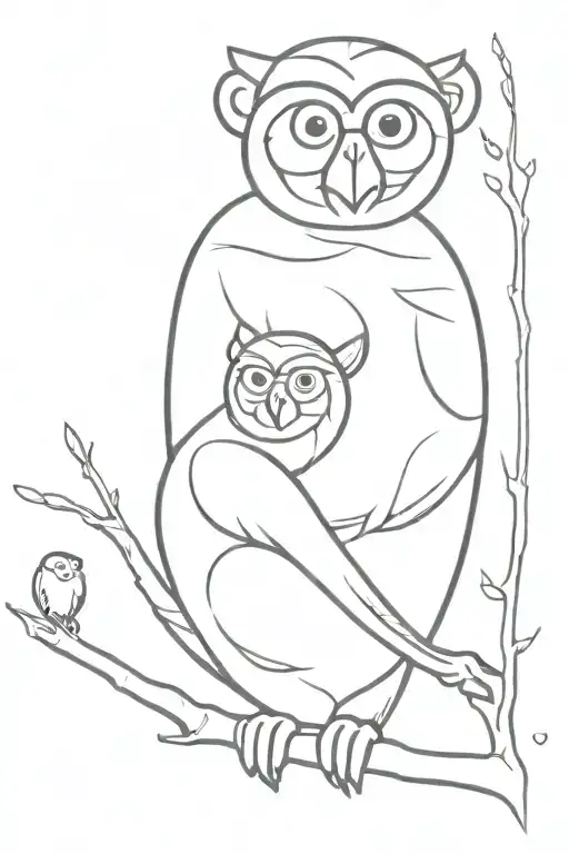 Monkey And Owl Perched
