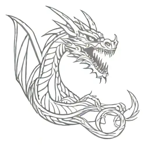 A Fierce Dragon Intertwined With Muay Thai Gloves