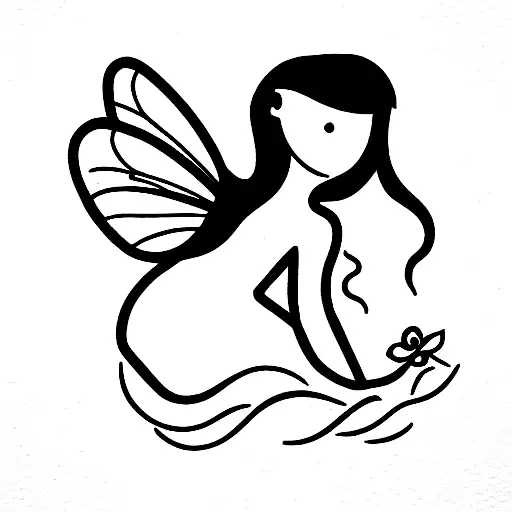 Fairy Sitting In A Cloud With A Flower