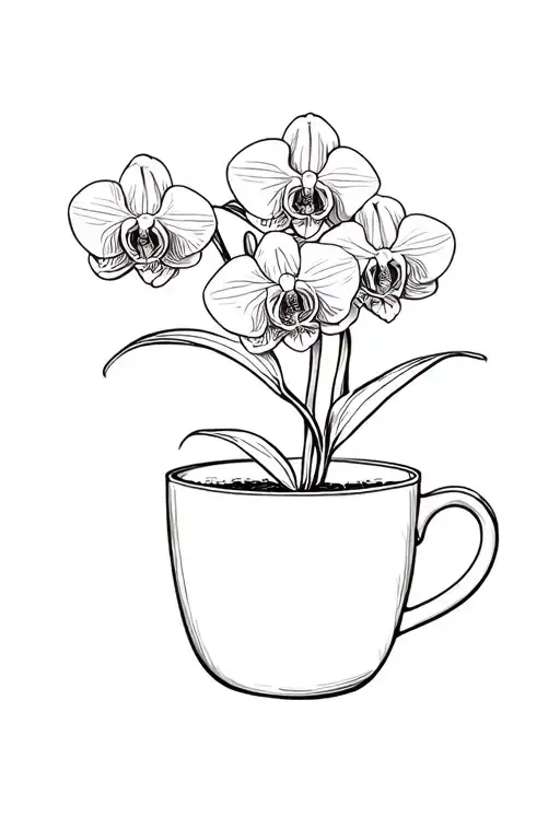 Orchid Potted In A Mug