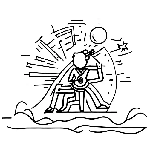 Violinist On A Roof From Behind In Front Of City By Night With A Red Moon