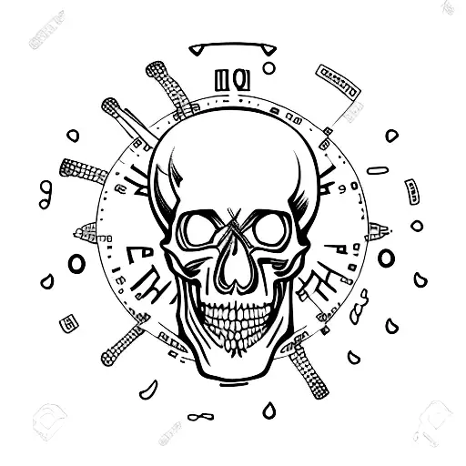 Skull With Three Clocks
