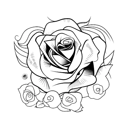 Rose On The Ground Outline