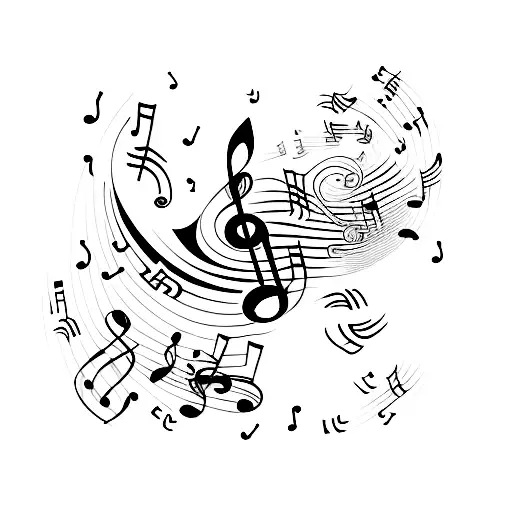 A Minimalist Tattoo Of A Music Note Intertwined With A Vibrant Plant