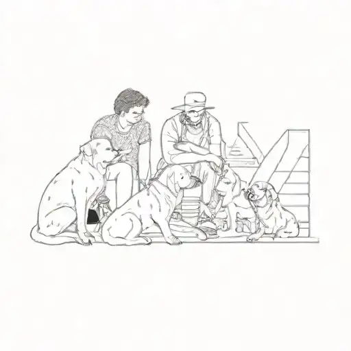 A Group Of People With A Dog