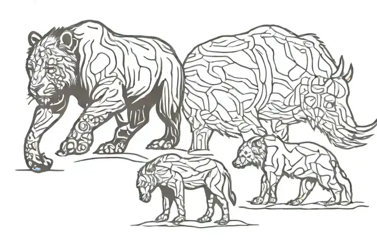 Silhouettes Of Four Animals Representing Family