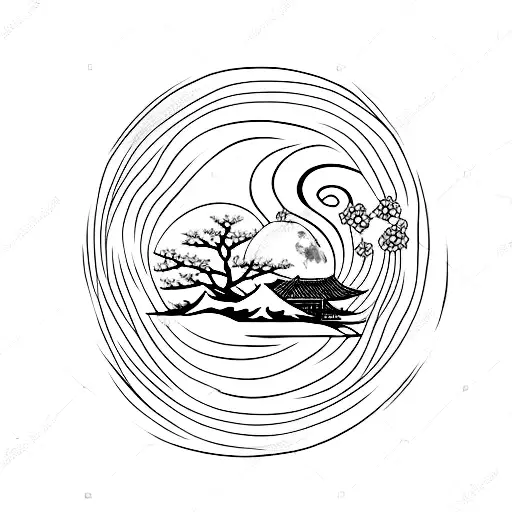 A Japanese Moon With Cherry Blossoms And An Xl Bully