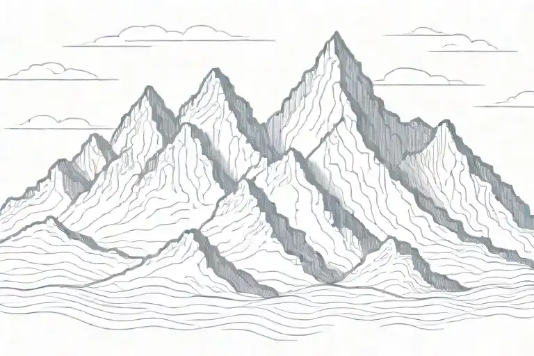 Mountain Range Outline Wide Minimalist