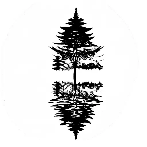 Tree In A Lake With Water Reflection