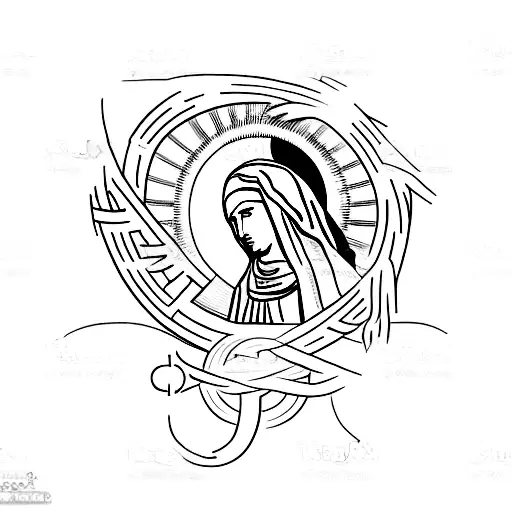 Christian Cross With The Virgin Mary