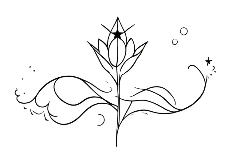 A Star Connecting To A Tulip Flower Through A Ocean Wave