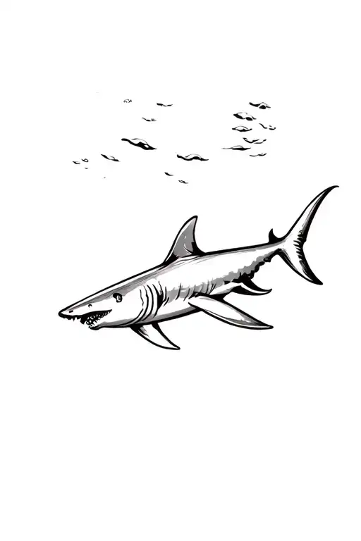 Continous Line Drawing Of Shark Swimming Gracefully