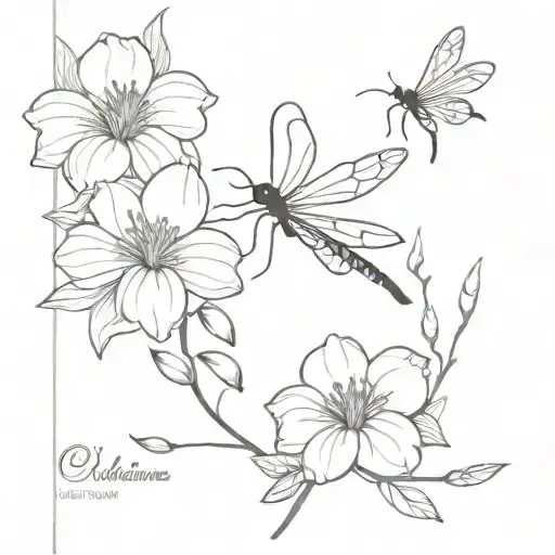 Orchid Dragonfly Chrysanthemums And Butterfly