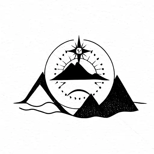 Compass Mountains Lake Moon