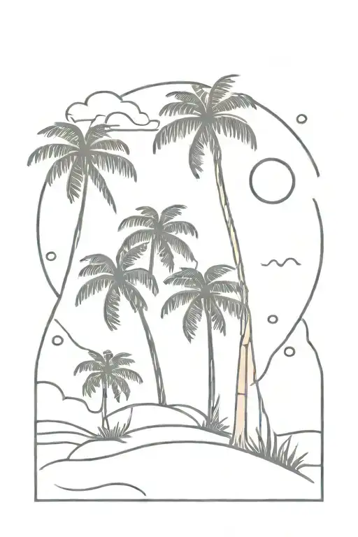 Palm Trees And Sunset Sky