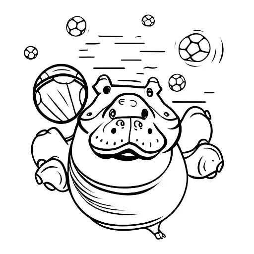 Female Hippo Playing Football
