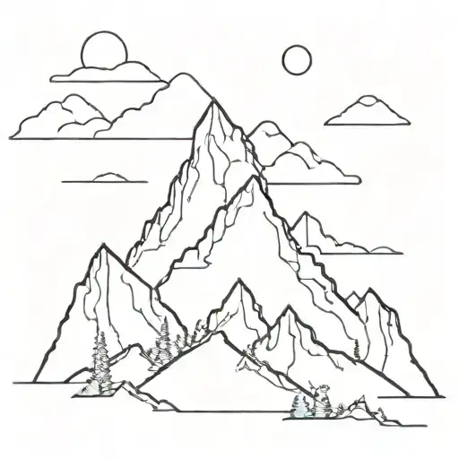 A Minimalist Geometric Mountain Range With A Hidden Silhouette Of A Dog In The Peaks