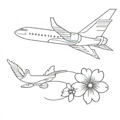 Airplane Flying Out Of Flower Intertwined