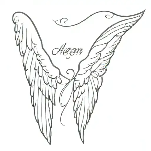 Megan Name With Angel Wings On The Sides