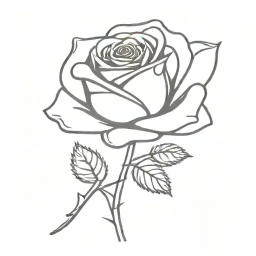 Small Rose With An M In The Stem Of The Rose Intertwined