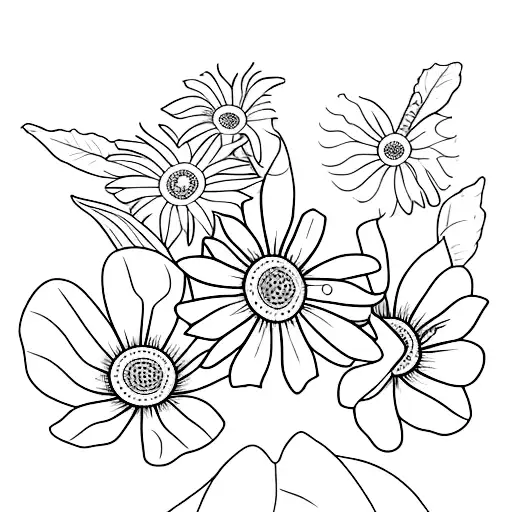 Daisy Violet And Morning Glory Tatoo