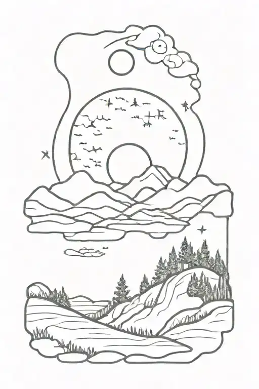 A Stamp Of A Landscape With A Moon