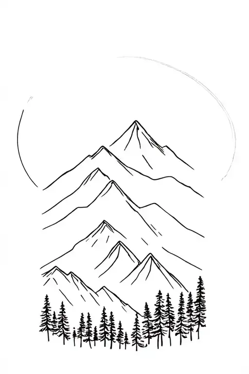 Forrest With Mountain Range