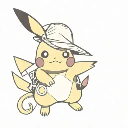 Pikachu With Straw Hat One Piece Holding A Dragon Ball