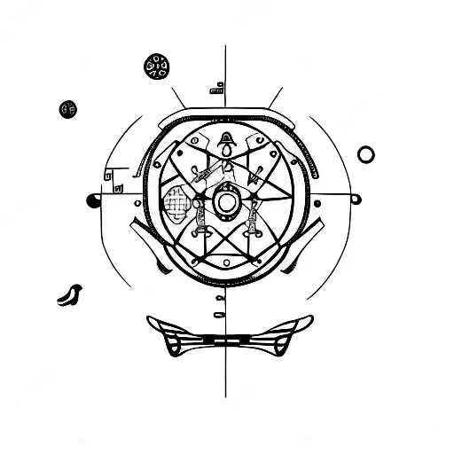 A Minimalist Tattoo Of A Barbering Tool With A Scientific Symbol Incorporated