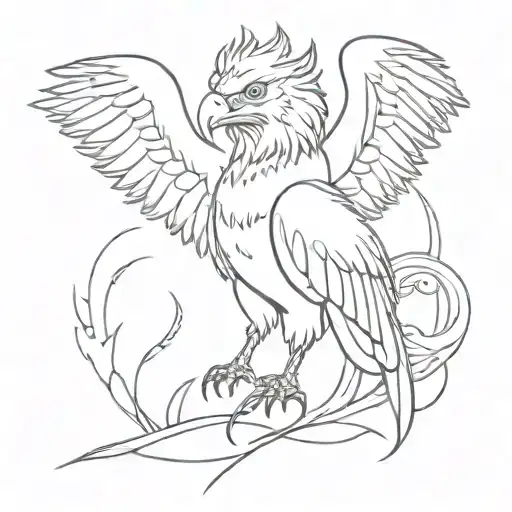 Usk Griffin Minimal Line Art Style