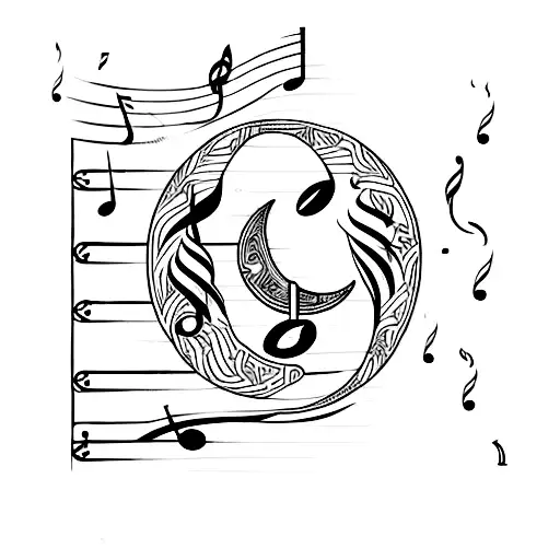 A Crescent Moon Made Of Musical Notes