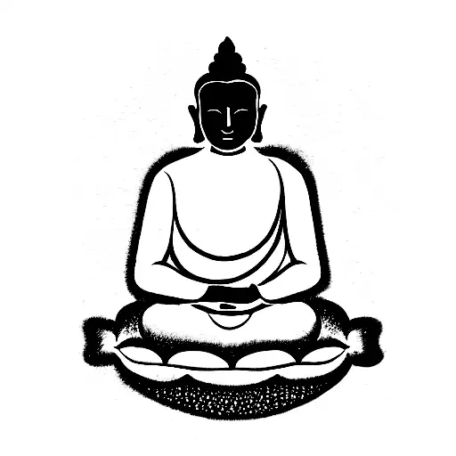 Buddha Meditating Under Night Sky With Sacred Geometry