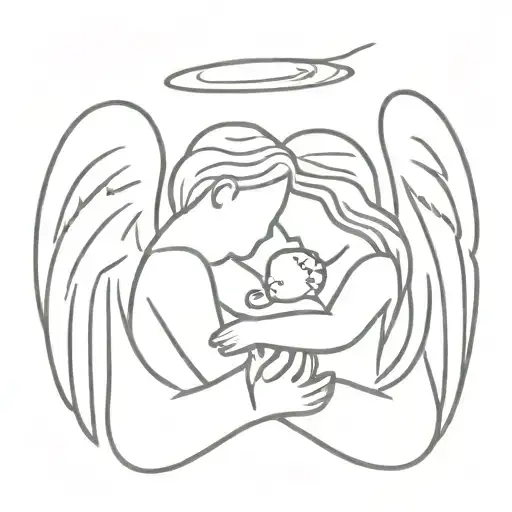 Mom And Dad Holding An Angel Baby