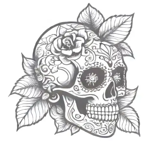 Sugar Skull With A Lady Bug