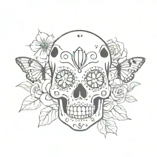 Sugar Skull With A Lady Bug