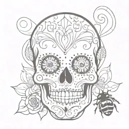 Sugar Skull With A Lady Bug