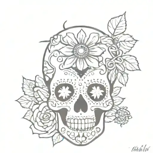 Sugar Skull With A Lady Bug