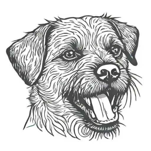 Border Terrier Dog Tongue Out And His Ears