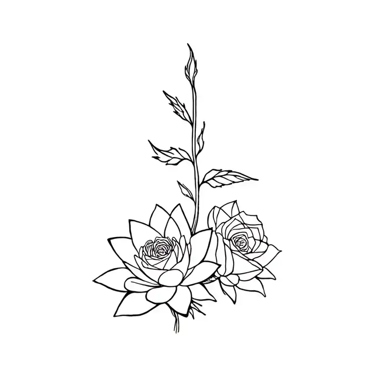 Water Lilly And Rose Together Symbolizing Libra And Pisces